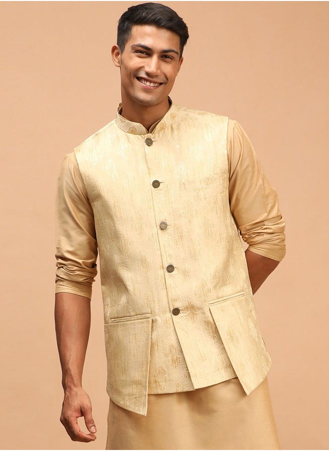 PRASHA - Men's Gold - Nehru Jacket - Image 1