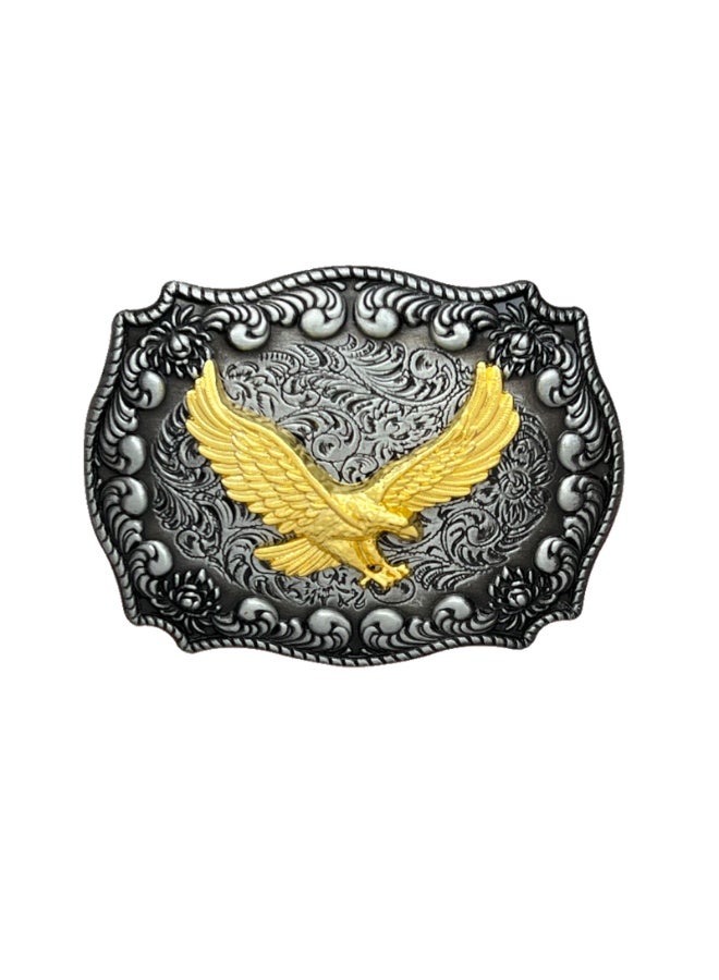 مشبك حزام مشبك حزام رجالي رجالي حزام حزام غربي رجالي مشبك حزام مزخرف بأزهار منقوشة برأس ثور لونغهورن/حزام مشبك كبير بإبزيم نسر طائر - Image 1