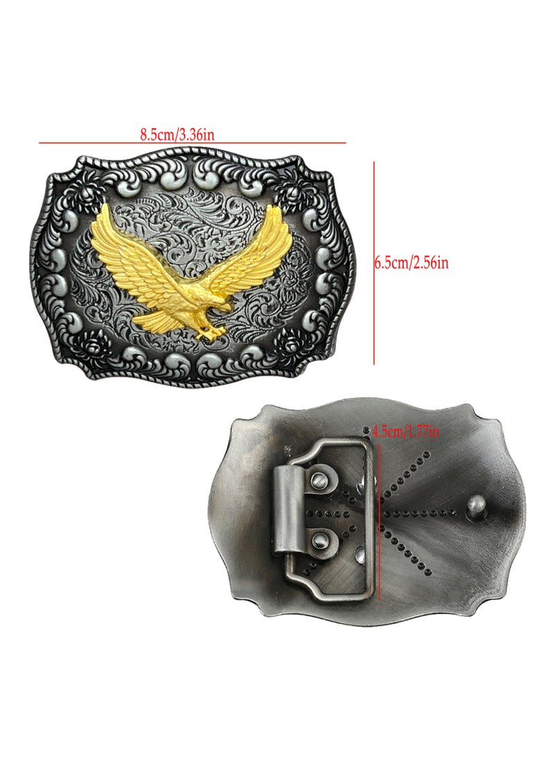 مشبك حزام مشبك حزام رجالي رجالي حزام حزام غربي رجالي مشبك حزام مزخرف بأزهار منقوشة برأس ثور لونغهورن/حزام مشبك كبير بإبزيم نسر طائر - Image 5