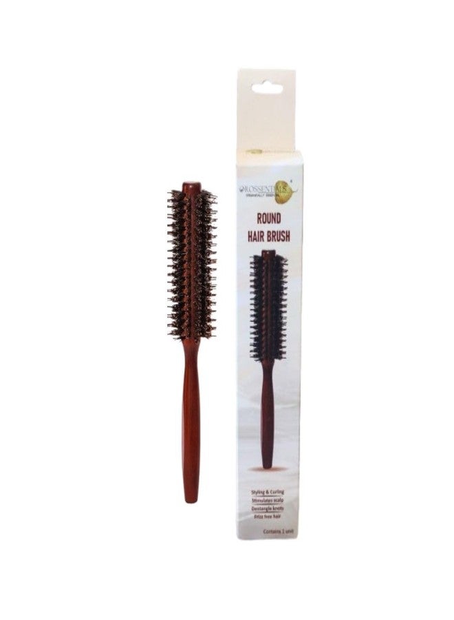 OROSSENTIALS Boar Bristles Round Hair Brush Adding Curls Volume & Waves In Hairs Men and Women All Hair Types, Roller Hair brush for Blow Drying Curling Straightening Add Volume & Shine (Round Design) - Image 1