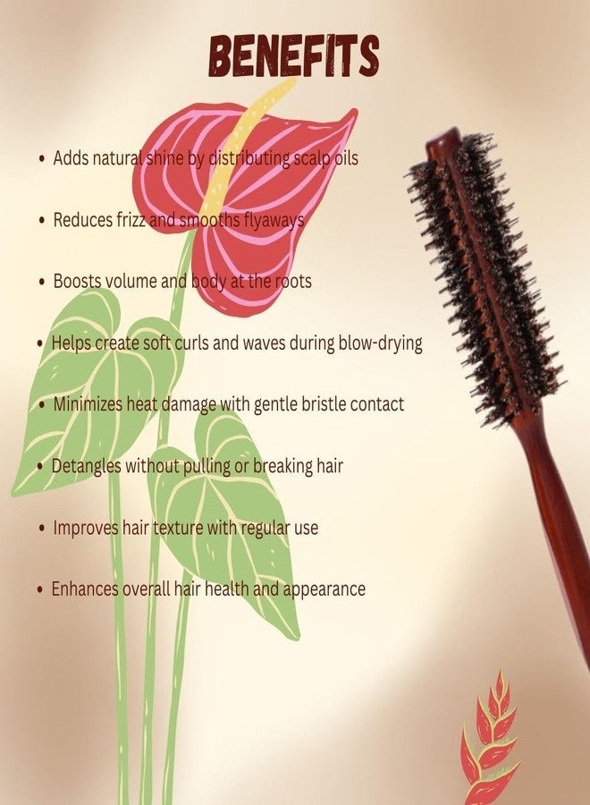 OROSSENTIALS Boar Bristles Round Hair Brush Adding Curls Volume & Waves In Hairs Men and Women All Hair Types, Roller Hair brush for Blow Drying Curling Straightening Add Volume & Shine (Round Design) - Image 4