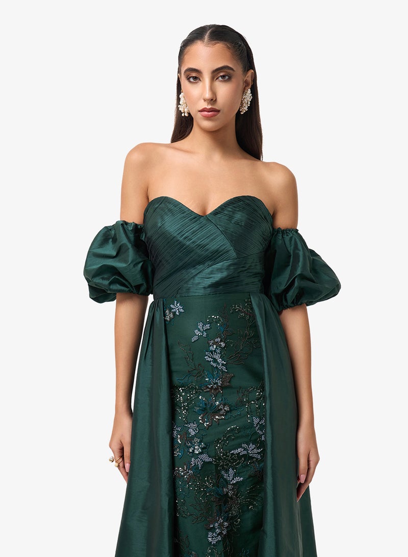 Threadz by Ajooni Shimmer Off-Shoulder Maxi Dress - Image 4