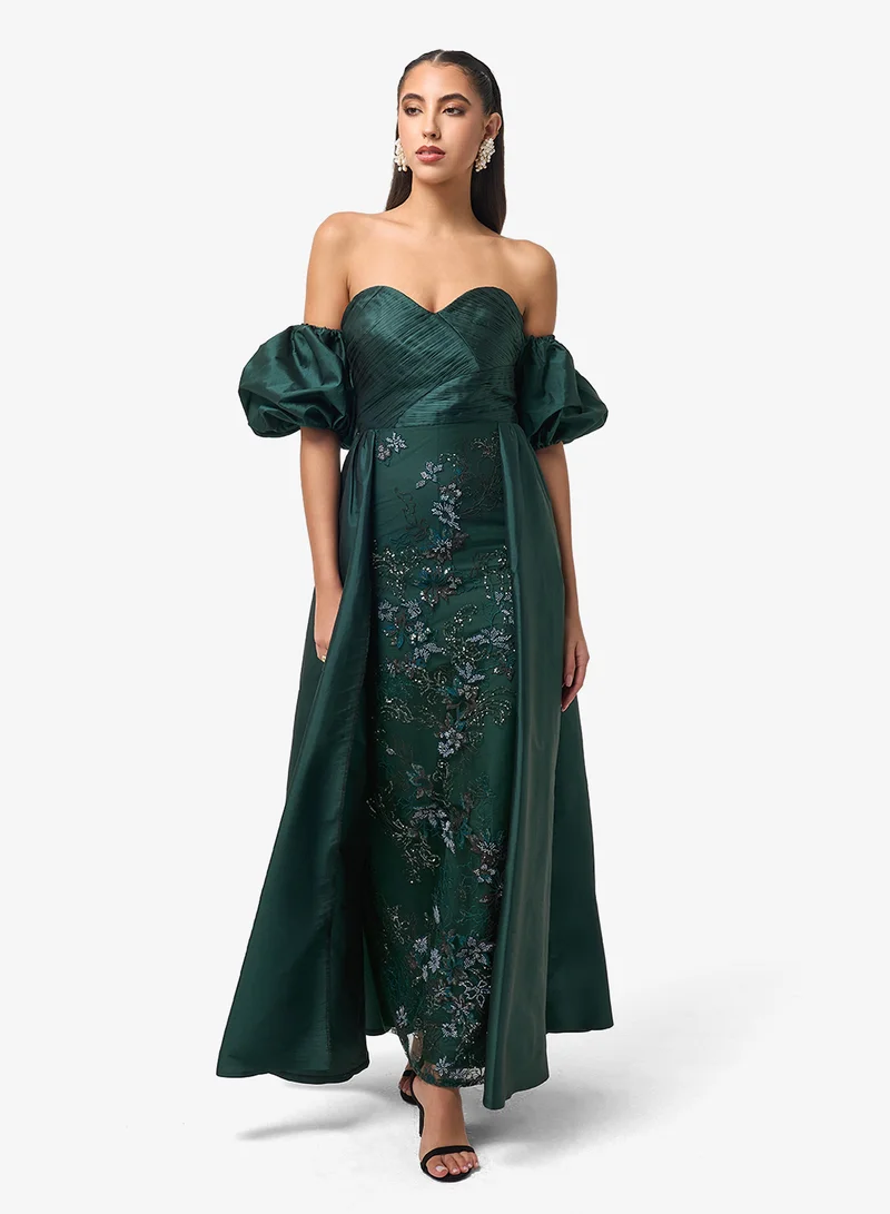 Threadz by Ajooni Shimmer Off-Shoulder Maxi Dress