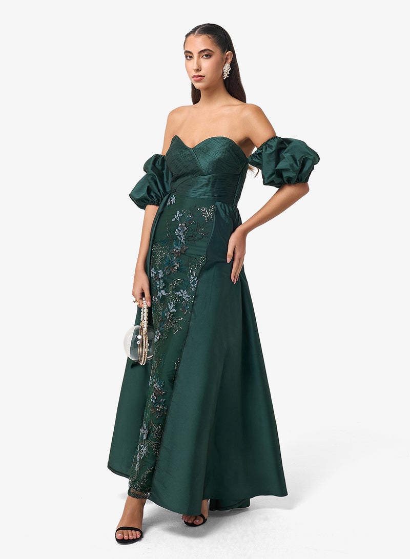 Threadz by Ajooni Shimmer Off-Shoulder Maxi Dress - Image 5