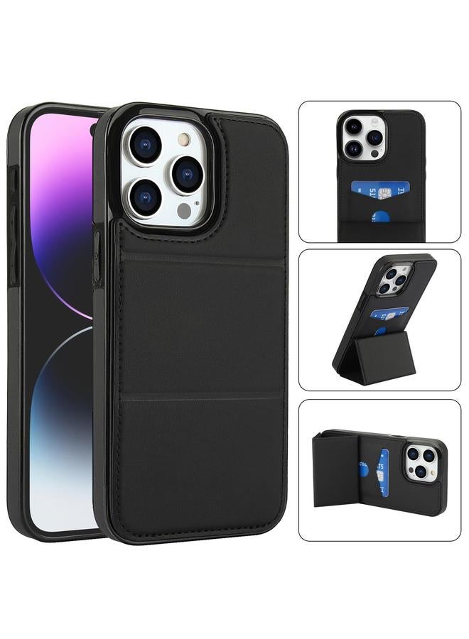 S-TOP Case For iPhone 15 Pro Max Tri-fold Holder Leather Phone Case with Card Slot - Image 1