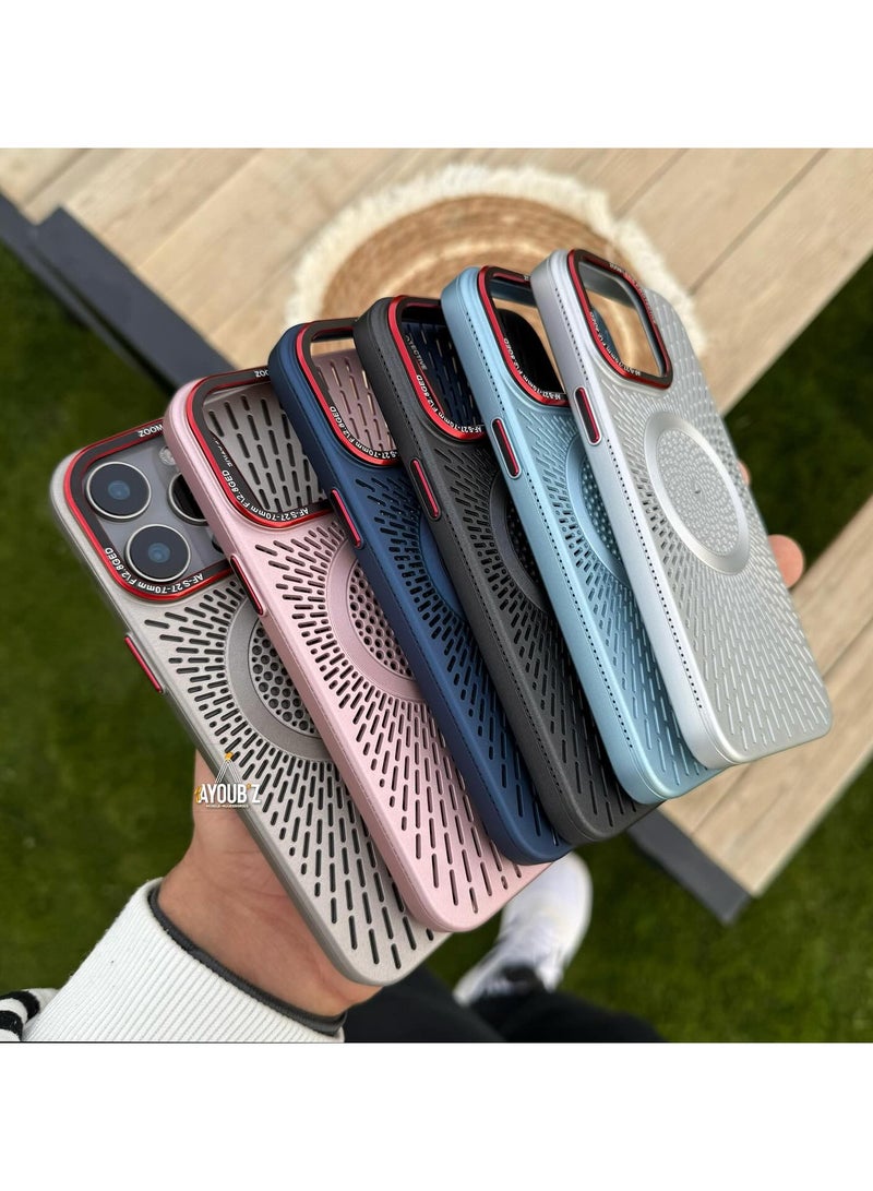 New Heat Dissipation Magsafe phone case Ultra Slim for iphone 13/14 (6.1 Inch) Support Magnetic Wireless Charge Shockproof Bumper cover (Silver)