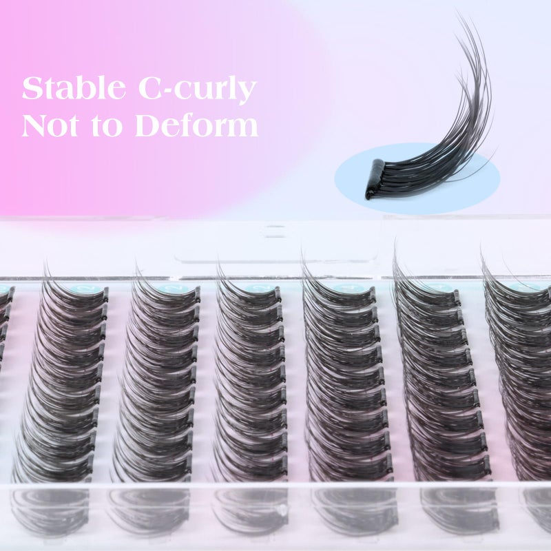 zanlufly Self Adhesive Eyelashes Natural Self Adhesive Lash Clusters Pre glued Eyelash Clusters zanlufly No Glue Needed Lashes Wispy C-curly Cluster Eyelash extensions 10-16MM Individual Lashes - Image 4