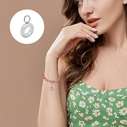 Oubaka 100pcs Stainless Steel Bail Beads Bail Tube Beads Column Spacer Beads with Loop Hanger Dangle Connector Links for Pendant Bracelet Necklace Jewelry Making(4mm Inner Diameter) - Image 5
