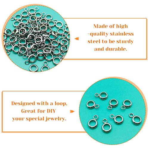 Oubaka 100pcs Stainless Steel Bail Beads Bail Tube Beads Column Spacer Beads with Loop Hanger Dangle Connector Links for Pendant Bracelet Necklace Jewelry Making(4mm Inner Diameter) - Image 4