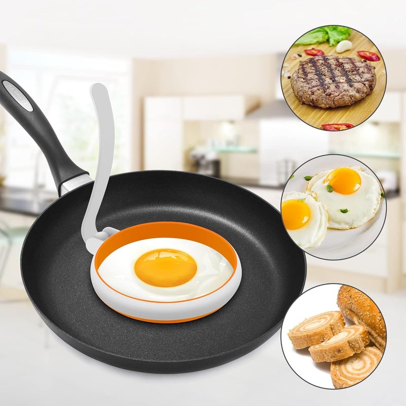 Cyrox Cyrox Silicone Fried Egg Rings Set, Round Mold for Pancakes, Breakfast Sandwich, Nonstick Egg Ring for Frying Eggs Kitchen Egg Fry Ring (1Set of 2Pcs) - Image 4