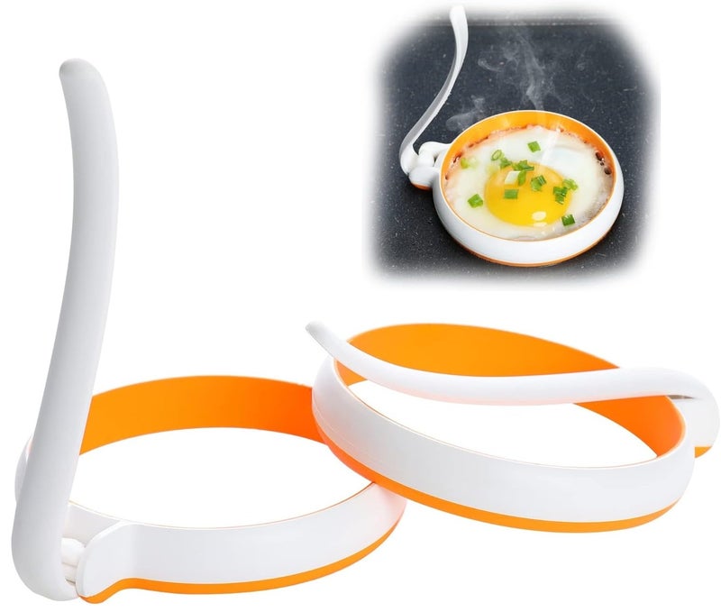 Cyrox Cyrox Silicone Fried Egg Rings Set, Round Mold for Pancakes, Breakfast Sandwich, Nonstick Egg Ring for Frying Eggs Kitchen Egg Fry Ring (1Set of 2Pcs) - Image 2