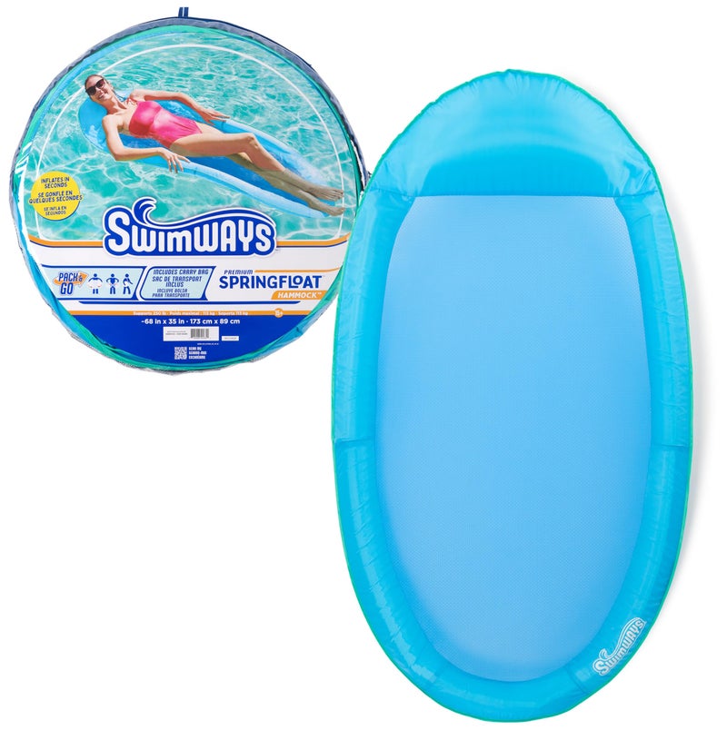 SwimWays Spring Float Premium Hammock Pool Lounger Inflatable Pool Floats Adult with Fast Inflation for Ages 15 Up Sky Blue - Image 2