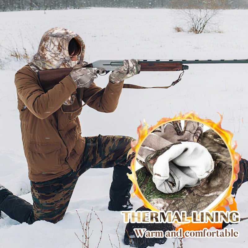 Chicingyou 2 Pcs Hunting Face Mask Camouflage Gloves Set Winter Camo Balaclava Hat Warm Anti Slip Gloves Accessories for Outdoors (Classic) - Image 5