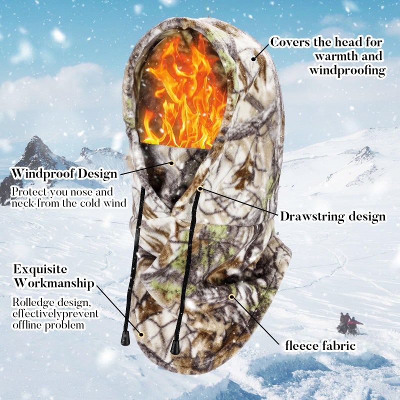 Chicingyou 2 Pcs Hunting Face Mask Camouflage Gloves Set Winter Camo Balaclava Hat Warm Anti Slip Gloves Accessories for Outdoors (Classic) - Image 4