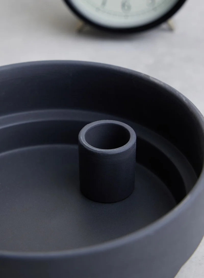 Aery Orbital Step Candle Holder Black Medium