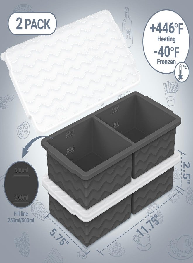 Aopigavi Silicone Freezer Tray with Lid - 2-Cup Soup Freezer Container Molds, Large Ice Cube Trays for Freezing Soup, Sauce & Broth, Meal Prep & Food Storage - Oven & Dishwasher Safe, 2-Pack - Image 2