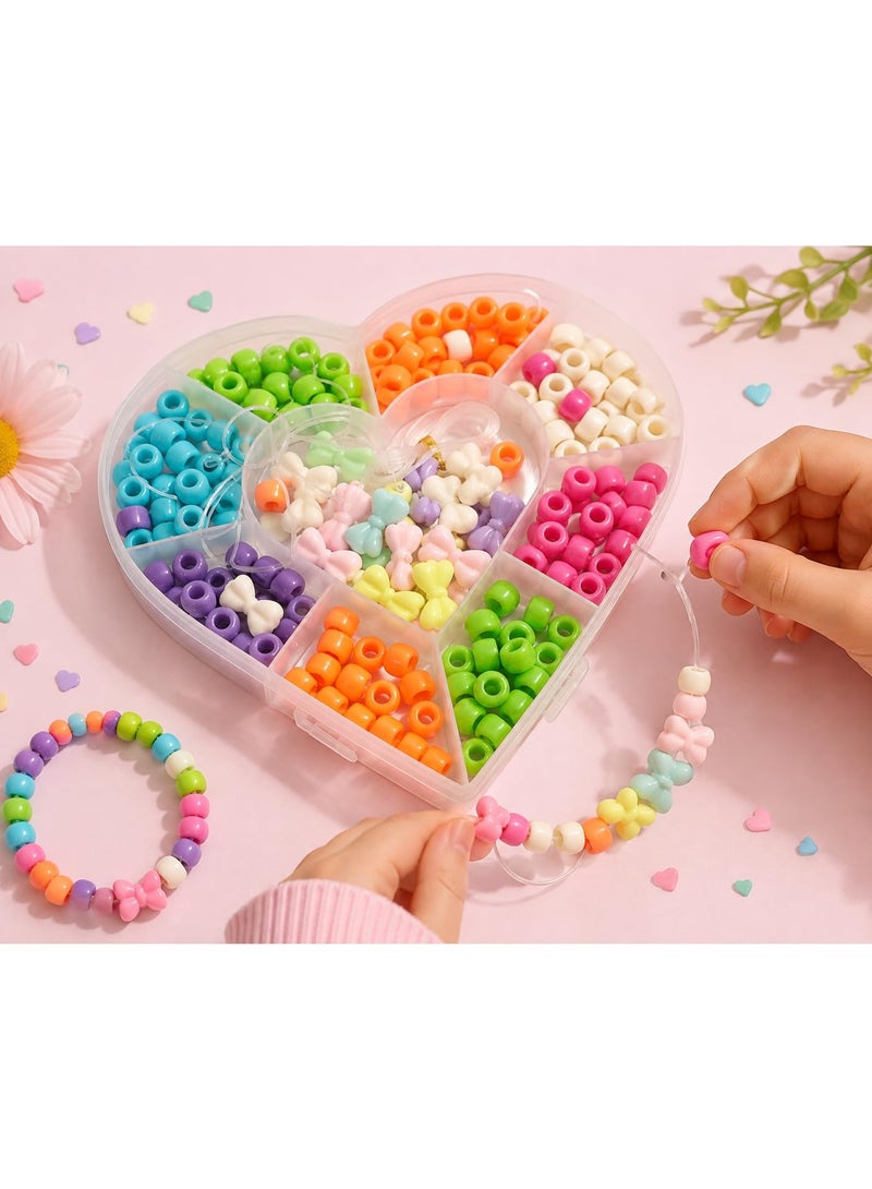 Montessori مجموعة خرز ملون لصناعة الإكسسوارات والأعمال اليدوية DIY، خرز متنوع لصنع الأساور والقلائد والمشغولات اليدوية، مع علبة تخزين على شكل قلب 16 × 15 × 2 سم - Image 2