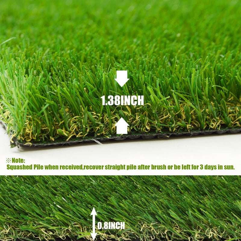 Heyroll Artificial Grass Thick Turf Rug 4 ft x 6 ft, 35MM Outdoor Indoor Fake Grass Mat, Astro Turf Lawn for Dogs Pets, Synthetic Grass Rug with Drainage Holes & Rubber Backing/Custom Size - Image 5