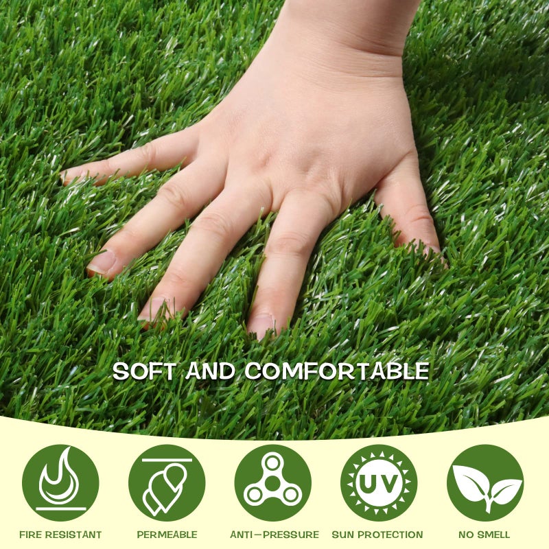 Heyroll Artificial Grass Thick Turf Rug 4 ft x 6 ft, 35MM Outdoor Indoor Fake Grass Mat, Astro Turf Lawn for Dogs Pets, Synthetic Grass Rug with Drainage Holes & Rubber Backing/Custom Size - Image 4