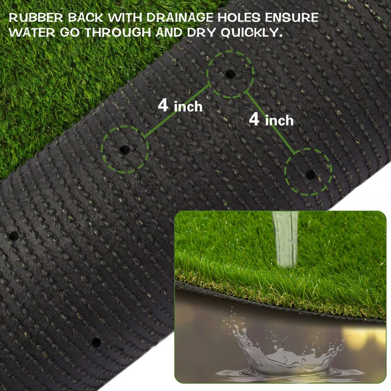Heyroll Artificial Grass Thick Turf Rug 4 ft x 6 ft, 35MM Outdoor Indoor Fake Grass Mat, Astro Turf Lawn for Dogs Pets, Synthetic Grass Rug with Drainage Holes & Rubber Backing/Custom Size - Image 3