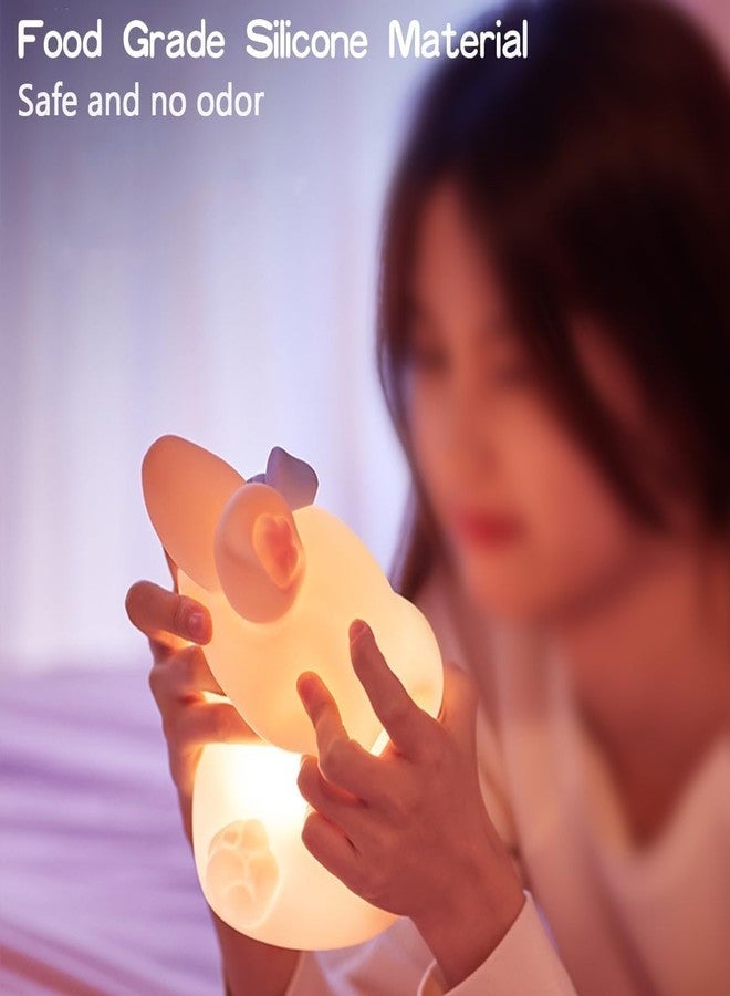 Granthi Enterprise Cute Silicone Rabbit Night Light for Kids, USB Rechargeable 3 Step Dimmable Night Light, Touch Sensor Squishy Mini Nursery Lamp for Baby Bedroom Décor - Image 3