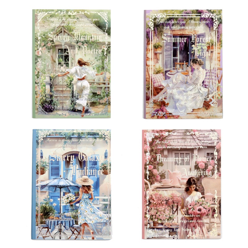 Auguro 4 Book pet Scrapbooking Stickers Pre-Cut 480 PET Stickers People Sticker Books for journaling Scrapbook Supplies Transparent Adult Sticker - Image 1
