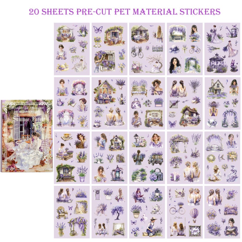 Auguro 4 Book pet Scrapbooking Stickers Pre-Cut 480 PET Stickers People Sticker Books for journaling Scrapbook Supplies Transparent Adult Sticker - Image 5