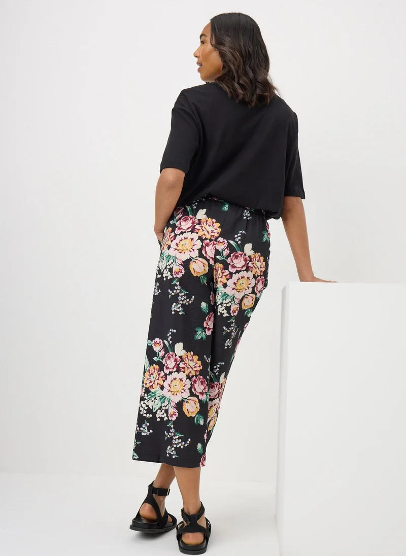 Matalan Black Floral Cropped Trousers