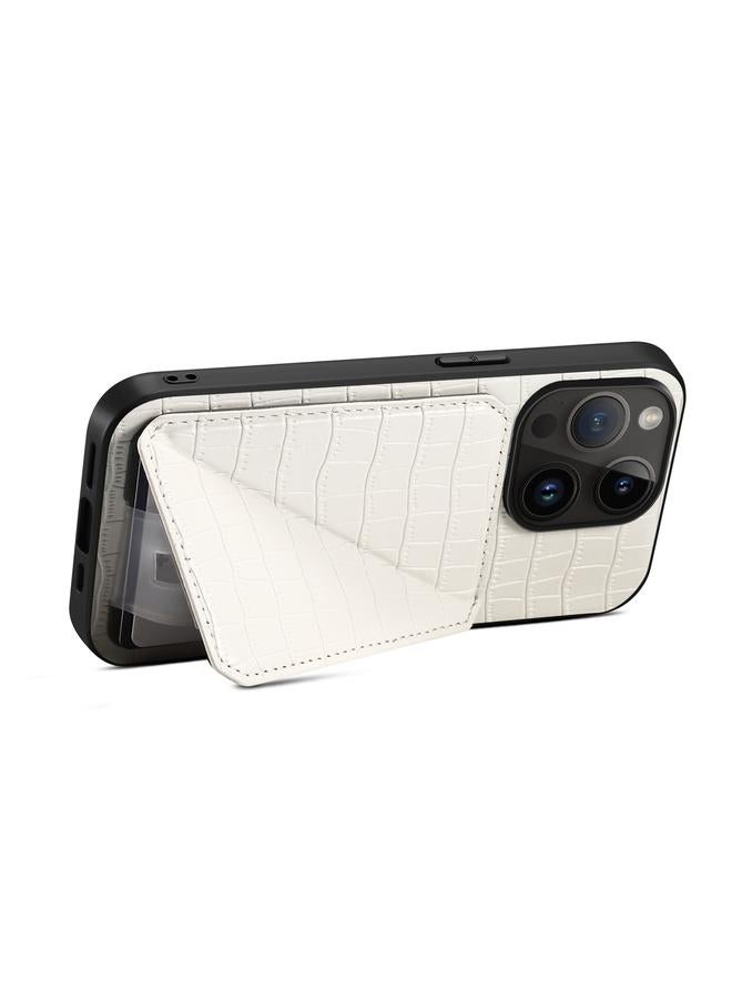 S-TOP Case For iPhone 15 Pro Max Imitation Crocodile Leather Back Phone Case with Holder - Image 5