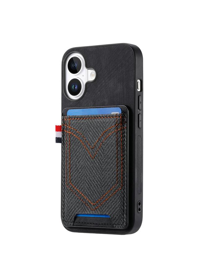 S-TOP Case For iPhone 16 Denim Texture Leather Skin Phone Case with Card Slot - Image 4
