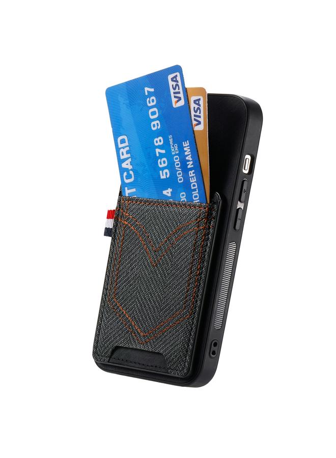 S-TOP Case For iPhone 16 Denim Texture Leather Skin Phone Case with Card Slot - Image 3