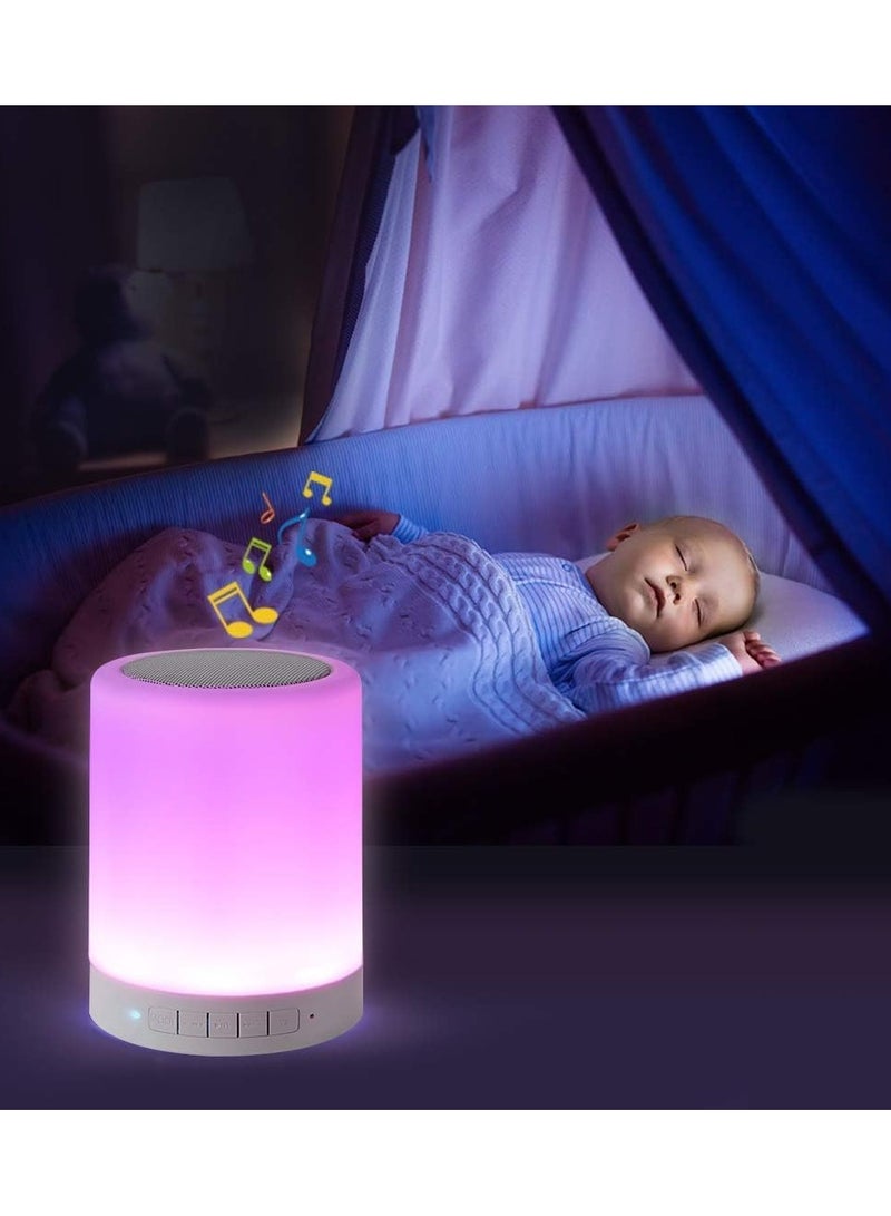 مكبر صوت بلوتوث لاسلكي محمول مزود بإضاءة ليلية مع تحكم باللمس وطاولة بجانب السرير، يدعم البلوتوث ومنفذ USB وبطاقة Micro SD وراديو FM وAUX - Image 5