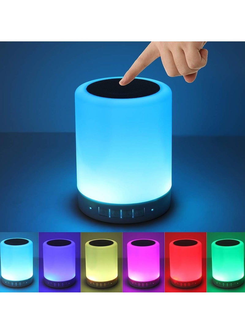 مكبر صوت بلوتوث لاسلكي محمول مزود بإضاءة ليلية مع تحكم باللمس وطاولة بجانب السرير، يدعم البلوتوث ومنفذ USB وبطاقة Micro SD وراديو FM وAUX - Image 1