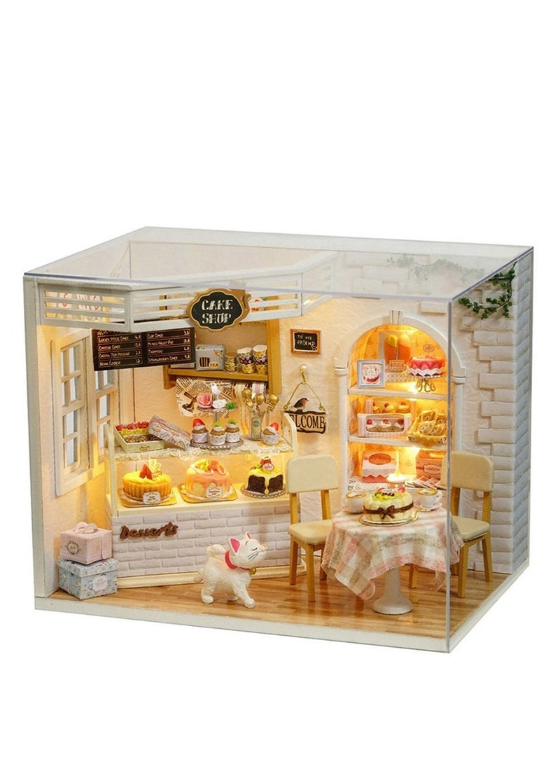 SYOSI DIY Dollhouse Miniature with Furniture, DIY Wooden Dollhouse Kit Plus Dust Proof and Music Movement, Creative Room for Valentine's Day Gift Idea (Cake Diary) - Image 1