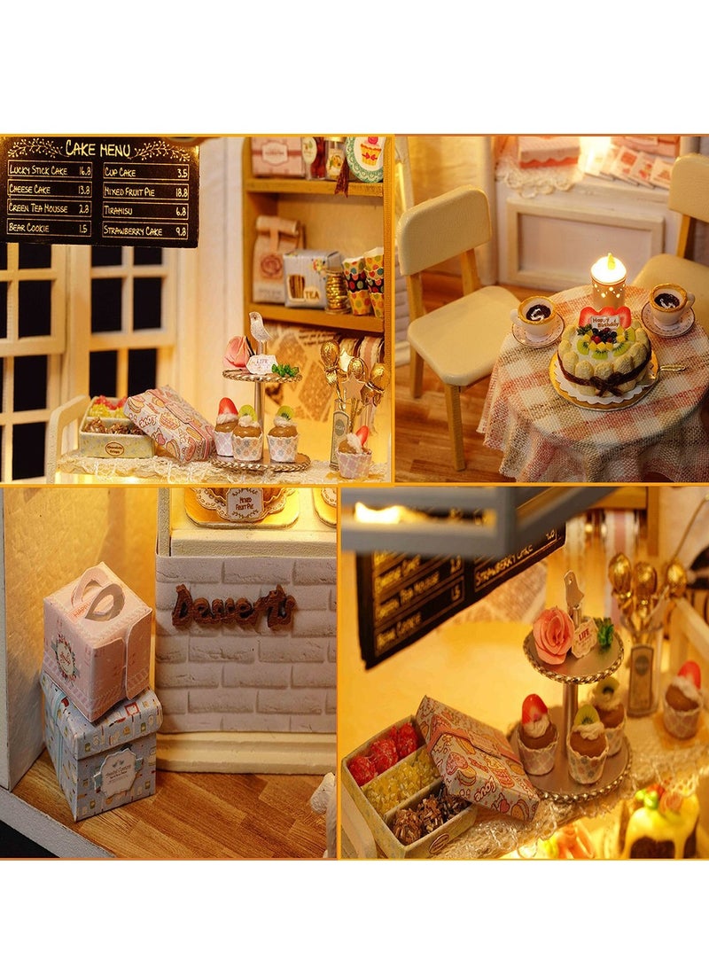 SYOSI DIY Dollhouse Miniature with Furniture, DIY Wooden Dollhouse Kit Plus Dust Proof and Music Movement, Creative Room for Valentine's Day Gift Idea (Cake Diary) - Image 4