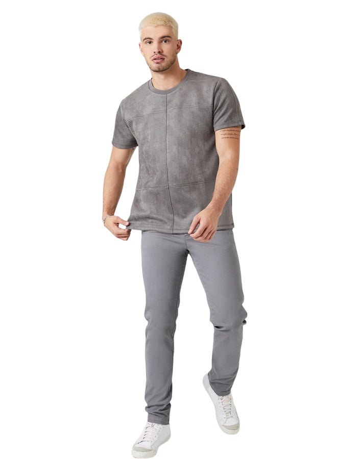 FOREVER 21 Seamed Faux Suede Tee - Image 1