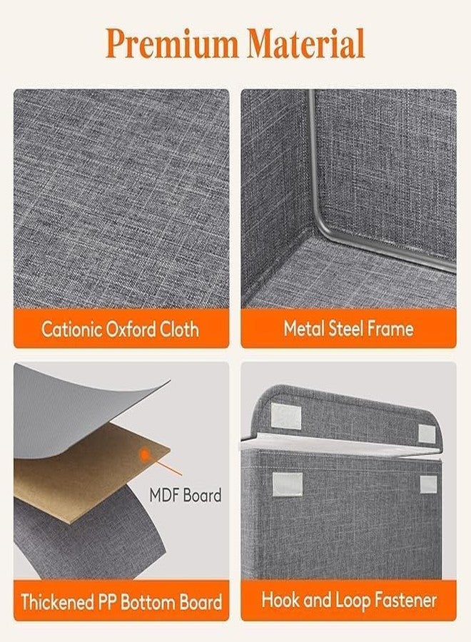 CKPS 26L Large Capacity Rectangular Wardrobe Foldable Stackable Container Organizer Metal Frame Basket Set With Zipper & Lid, Large Clear Window & Carry Handles For Bedding, Clothes - Image 4