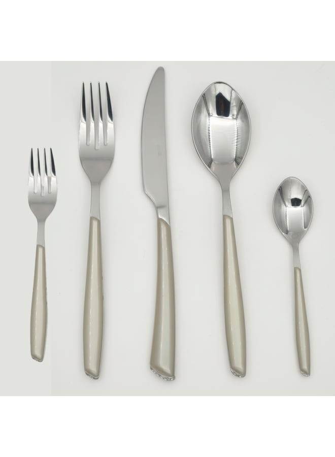 Zinnia 30-Piece Stainless Steel Cutlery Set - Beige - Image 1