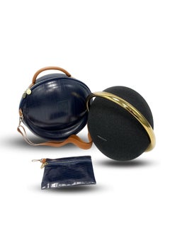 LEATHER TRAVEL BAG FOR HARMAN KARDON ONYX STUDIO 7 BLUETOOTH WIRELESS PORTABLE SPEAKER, HARD CARRYING STORAGE CASE (BLUE)