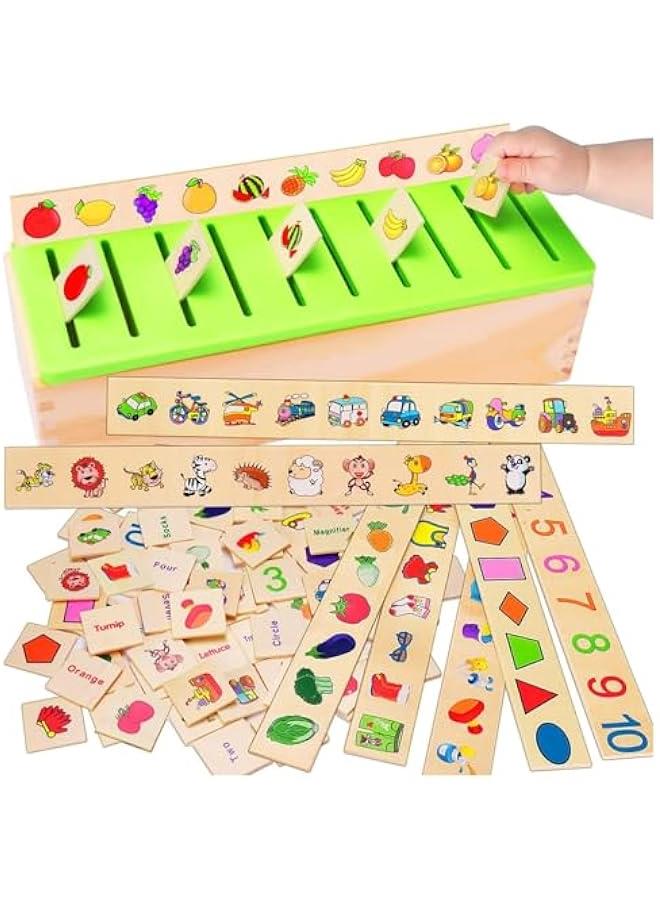 MIXDE Wooden Montessori Toys for Toddlers,Learning Activities Sorting Box Educational Toys Preschool Kindergarten Games Motor Skills STEM for Girls Boys Age 1 2 3 4 Year Old Kids Birthday Gift - Image 1