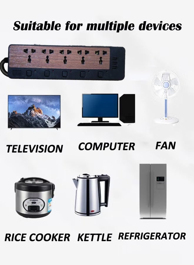 CubeG Surge Protector Power Strip 5 AC Outlets 3USB A Charging Ports, Multi Plug Outlet Extender, 2M(6.56Ft) Universal Extension Cord for Home, Office, Dorm Essentials and More - Image 4