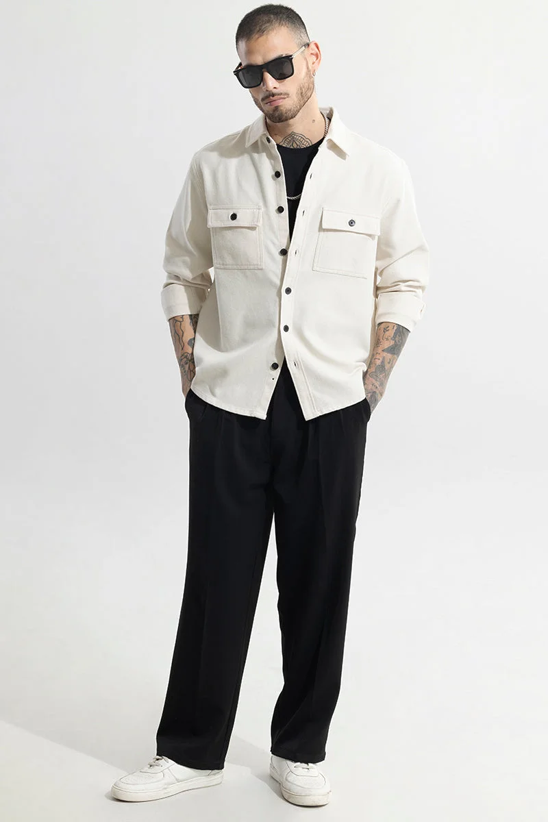 SNITCH White Clyster Off-White Overshirt for Men | Best Price UAE
