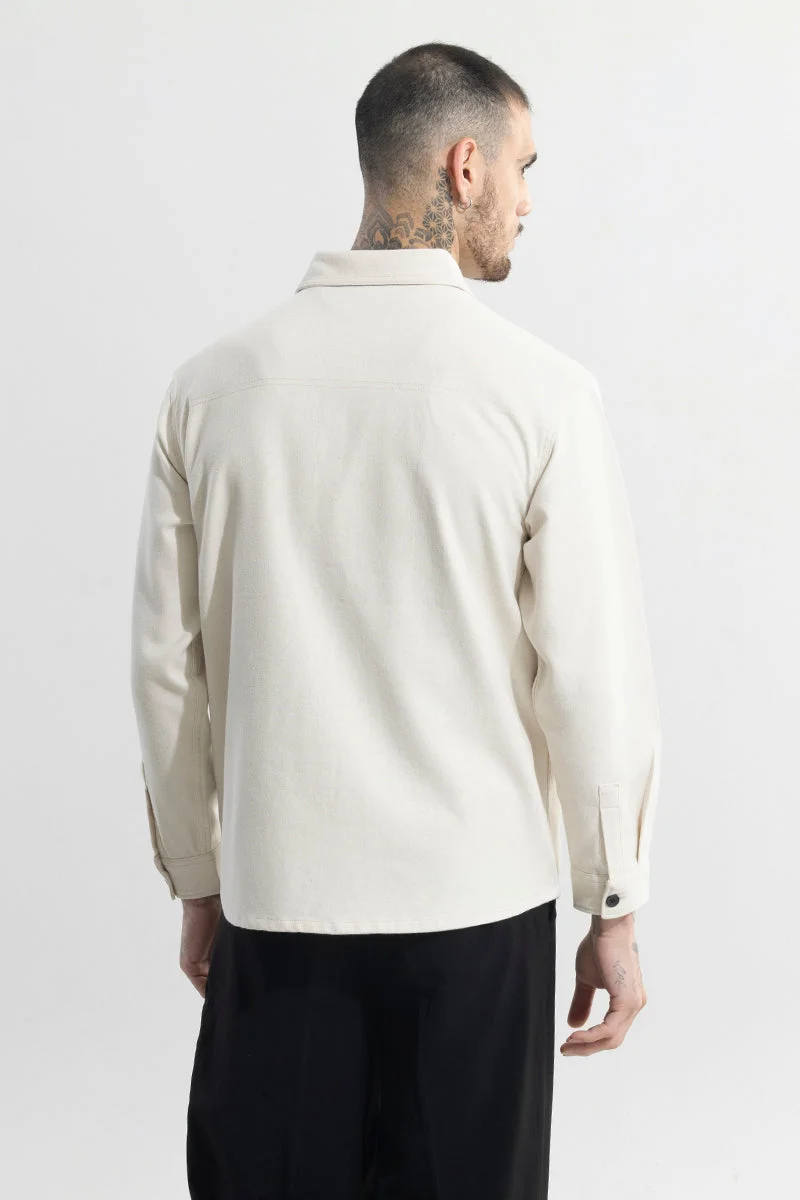 SNITCH White Clyster Off-White Overshirt for Men | Best Price UAE