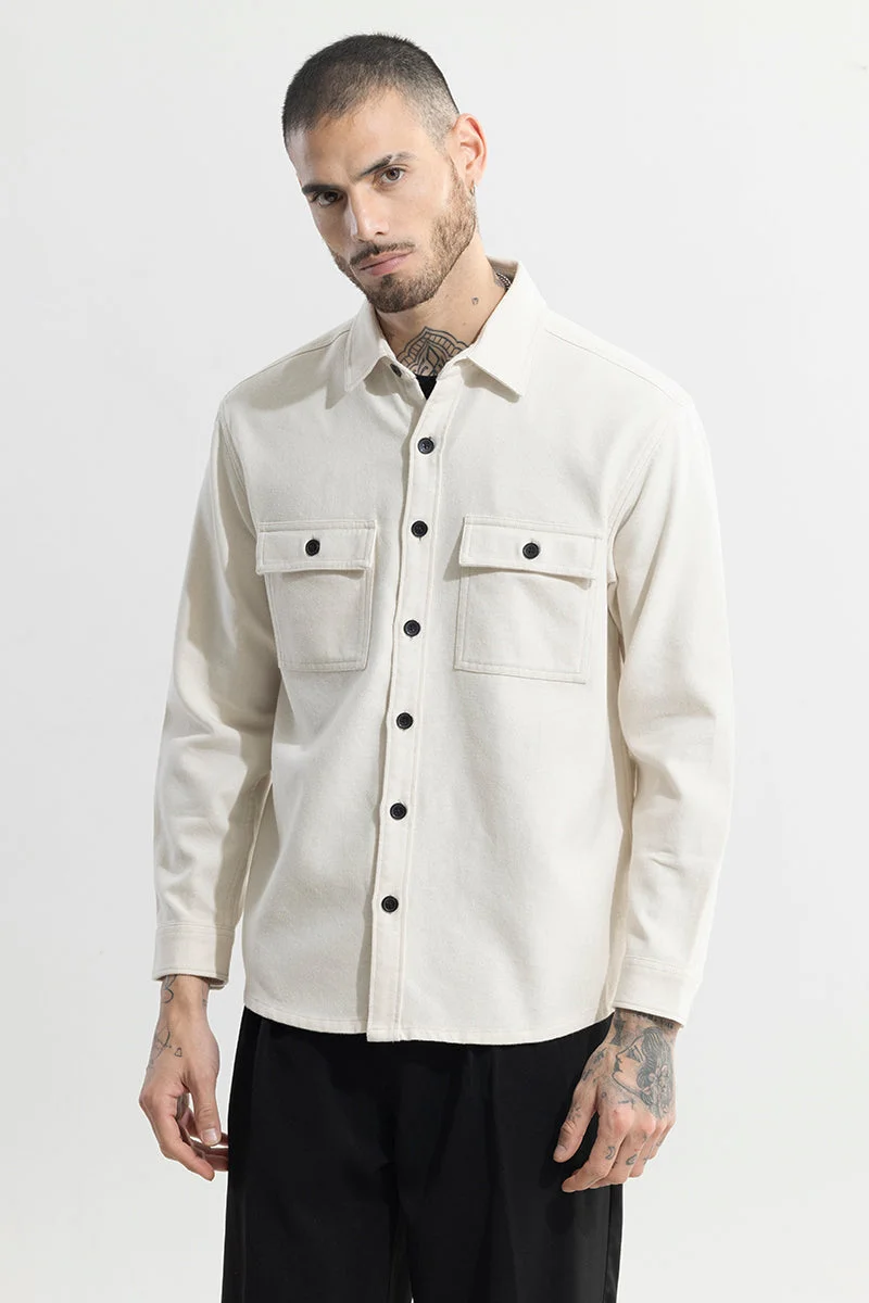 SNITCH White Clyster Off-White Overshirt for Men | Best Price UAE