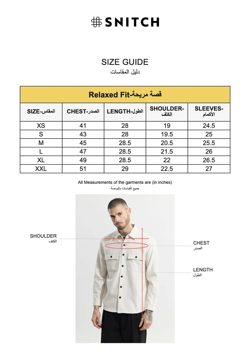 SNITCH White Clyster Off-White Overshirt for Men | Best Price UAE