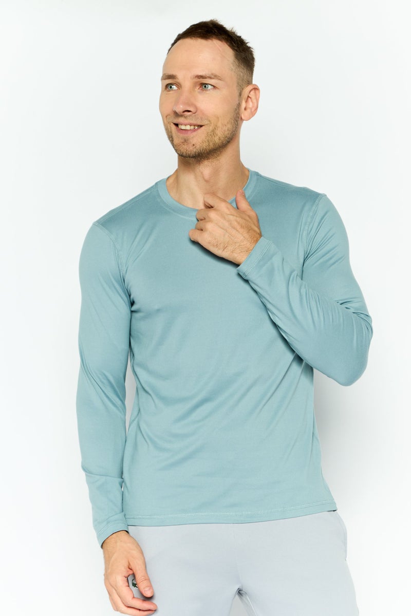 90 Degree By Reflex Men Sportswear Fit Long Sleeve Outdoor Shirt, Sage Green - Image 1