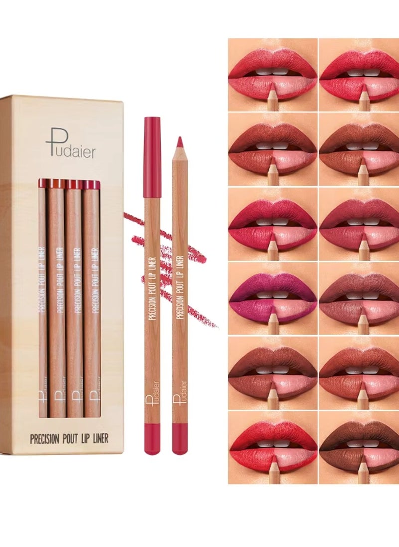 pudaier - 12Pcs Lip Liner Set Lip Liner Lipstick Set 12 Colors Lip Liner Pencil Matte Waterproof Long Lasting Lipstick Lip Contour Makeup Lip Liner Set Full Color One Stroke Define Lip Liner - Image 1