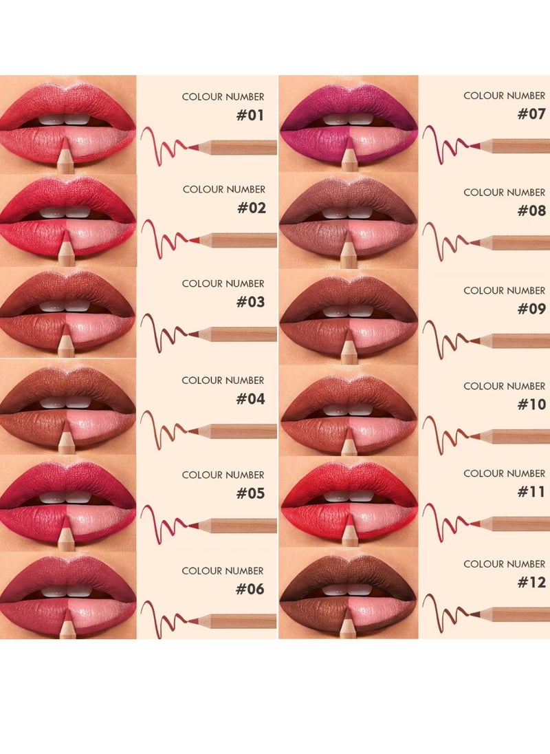 pudaier - 12Pcs Lip Liner Set Lip Liner Lipstick Set 12 Colors Lip Liner Pencil Matte Waterproof Long Lasting Lipstick Lip Contour Makeup Lip Liner Set Full Color One Stroke Define Lip Liner - Image 1