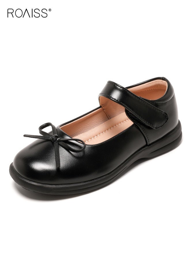 roaiss Girls Stylish Dress Shoes, Elegant Retro Mary Jane Dress Shoes with Bow, Classic School Uniform Flats, Suitable for Daily and Formal Wear  - Image 1