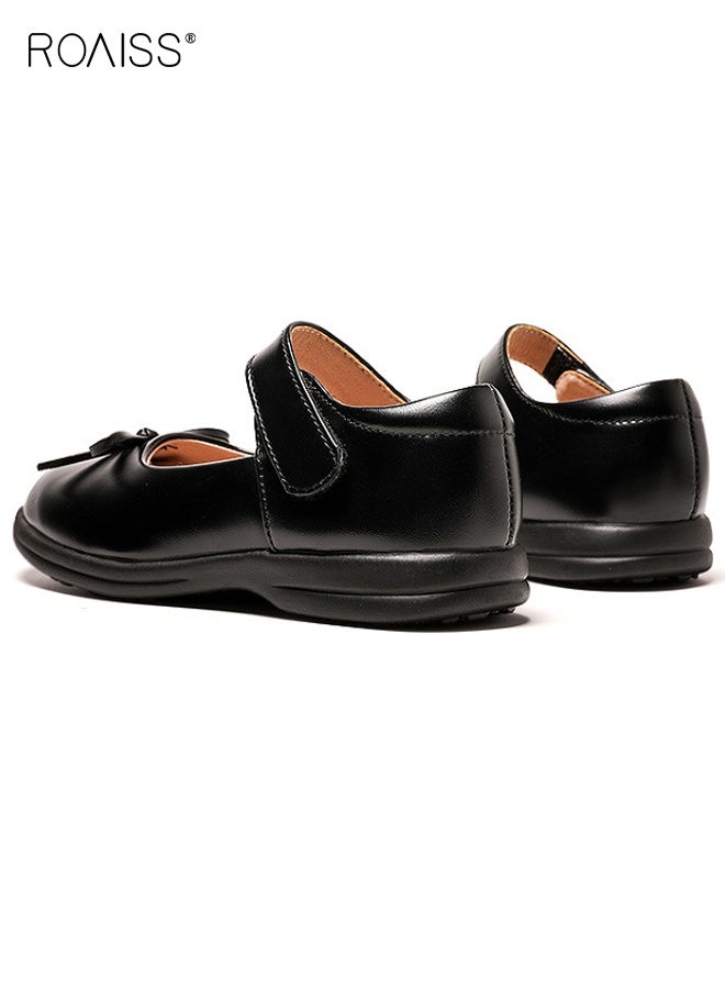roaiss Girls Stylish Dress Shoes, Elegant Retro Mary Jane Dress Shoes with Bow, Classic School Uniform Flats, Suitable for Daily and Formal Wear  - Image 3